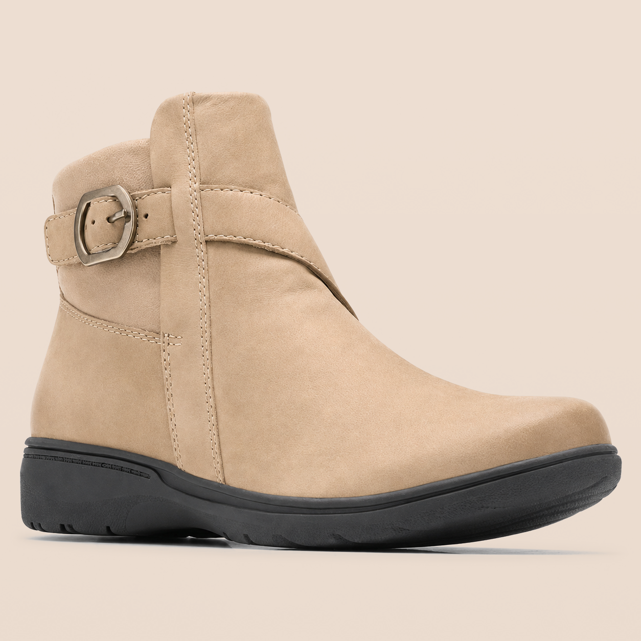 Women’s Comfy Leather Buckle-Strap Ankle Boots