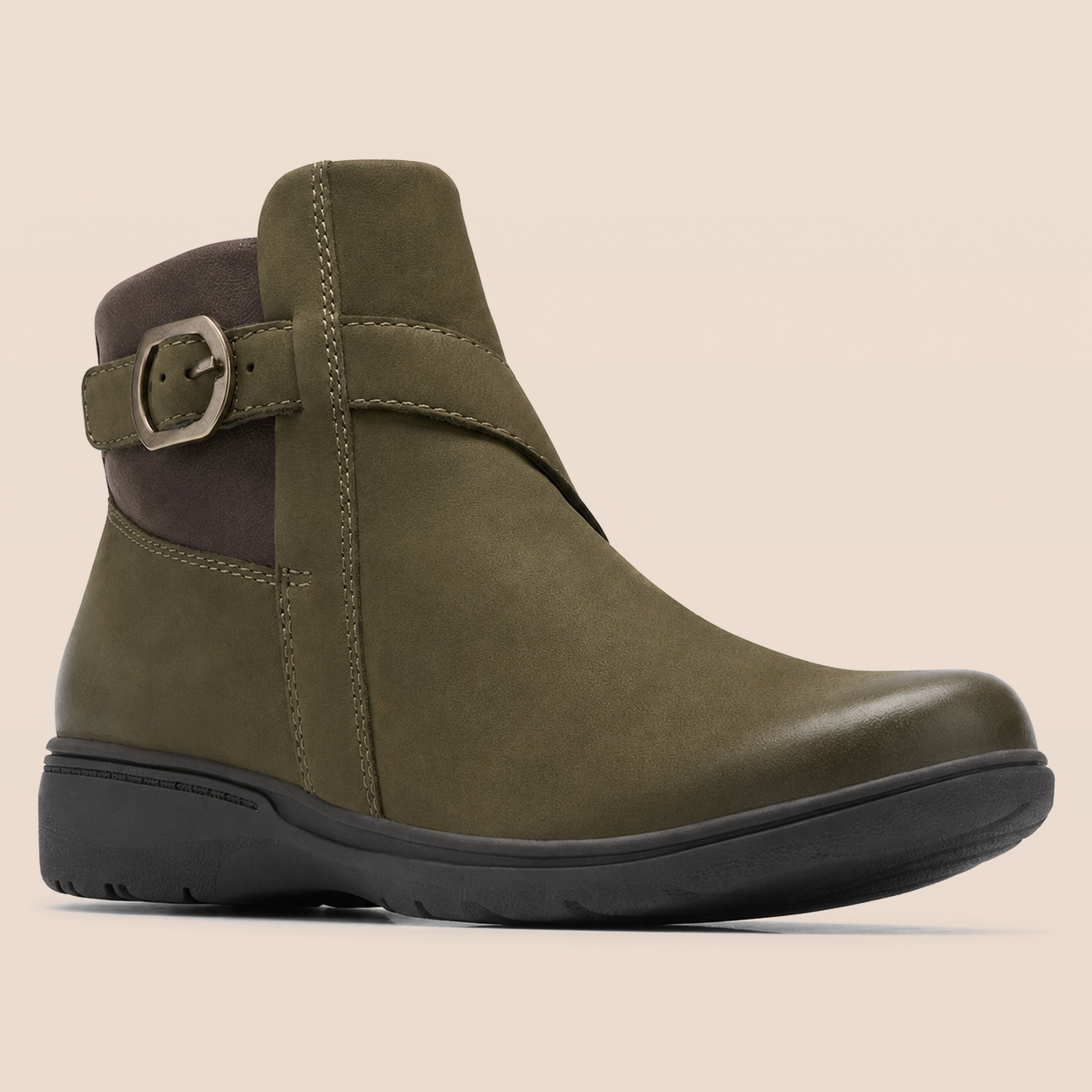 Women’s Comfy Leather Buckle-Strap Ankle Boots