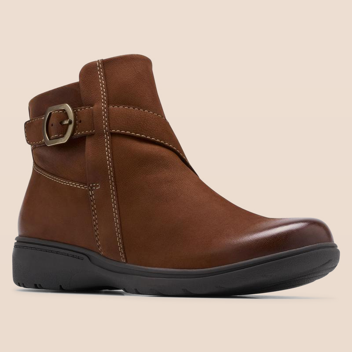 Women’s Comfy Leather Buckle-Strap Ankle Boots